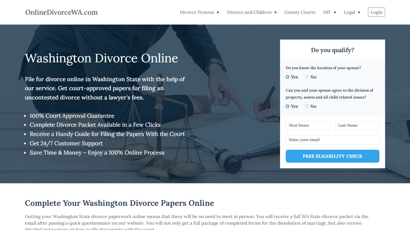 Washington Online Divorce: Fast & Simple Filing for Divorce in WA